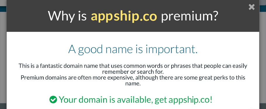 Appship.co Premium Domain Name Proof